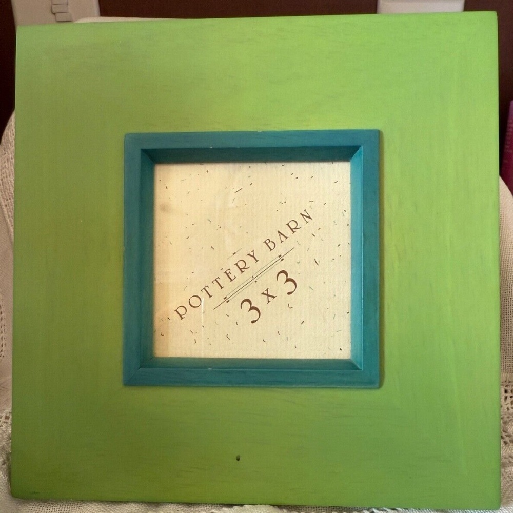 Wooden green and blue stain 3"x3" picture frame